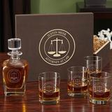 Home Wet Bar Scales of Justice Custom 5 Piece Whiskey Decanter Set Glass | Wayfair 5573