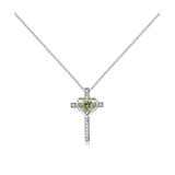 Enduring Jewels Women's Necklaces silver/green - Peridot & Diamond Cross Pendant Necklace
