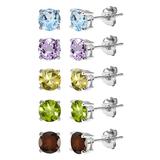 Enduring Jewels Women's Earrings silver - Gemstone Stud Earrings Set