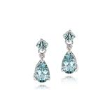 Enduring Jewels Women's Earrings Silver/Blue - Blue Topaz & Diamond Drop Earrings