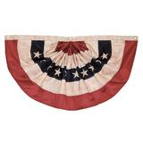 In The Breeze Pleated Fan Patriotic Bunting in White/Black/Brown, Size 36.0 H x 72.0 W in | Wayfair 3679