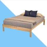 Union Rustic Aided Solid Wood Platform Bed Wood/Solid Wood in Brown/White, Size 15.0 H x 81.5 D in | Wayfair 150361A03DE64857B8B9FFC442E31E42