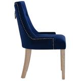 House of Hampton® Dameyune Solid Wood Dining Chair Wood/Upholstered/Velvet/Fabric in Blue, Size 36.0 H x 26.0 W x 24.5 D in | Wayfair