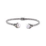 Samuel B. Collection Women's Bracelets SILVER, - Freshwater Pearl Cable Open Bangle