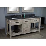 Union Rustic Isaak 72" Double Bathroom Vanity Set Wood/Stone Top in Brown/Gray, Size 36.0 H x 72.0 W x 23.0 D in | Wayfair