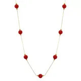 "14K Gold Bead White Crystal Station Necklace, Women's, Size: 18"", Red"