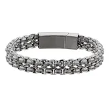 "Men's Double Strand Stainless Steel Chain Bracelet, Size: 8.5"", Silver"