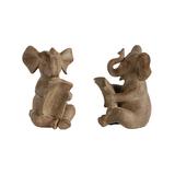 A & B Home Bookends - Tan Sitting Elephant Bookend - Set of Two