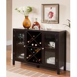 Pilaster Designs Sideboard & Hutch Espresso - Breakfront Wood Wine Rack Console Table