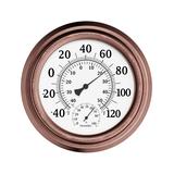 Pure Garden Outdoor Clocks - Coppertone Thermometer-Indoor Outdoor Gauge Wall Clock
