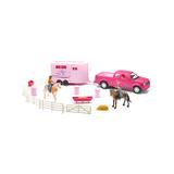 Group Sales Action Figures - Pink Pick Up Truck & Trailer Horse Toy Set