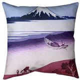 East Urban Home Katsushika Hokusai Tama River in Musashi Province Euro Pillow Down/Feather in Pink, Size 26.0 H x 26.0 W x 9.5 D in | Wayfair
