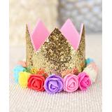 Whitney Elizabeth Girls' Crowns and Tiaras gold - Gold & Pink Glitter Crown