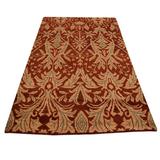 Red Area Rug - Winston Porter Beybut Floral Hand-Knotted Wool Area Rug Wool in Red, Size 96.0 W x 0.75 D in | Wayfair