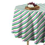East Urban Home Pavels Diagonal Stripe Round Tablecloth Polyester in Gray/Green, Size 60.0 D in | Wayfair 56CDDCCCFD9C4366B8DA967B67CD2A2B
