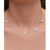 Golden Moon Women's Necklaces Silver - Crystal & Sterling Silver Cluster Station Necklace