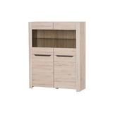 Latitude Run® Halethorpe 2 Door Lighted China Cabinet Wood in Brown/White, Size 58.0 H x 46.0 W x 16.5 D in | Wayfair
