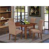 Winston Porter Christo 5 - Piece Butterfly Leaf Rubberwood Solid Wood Dining Set Wood/Upholstered Chairs in Brown, Size 30" H x 54" L x 36" W