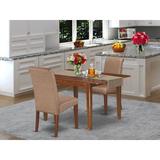 Winston Porter Belmoor Kitchen Table 3 Piece Counter Height Extendable Solid Wood Dining Set Wood/Upholstered Chairs in Brown, Size 30.0 H in