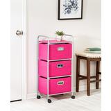 Honey-Can-Do Storage Boxes chrome - Pink Three-Drawer Rolling Cart