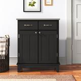 Gracie Oaks 2 Door Accent Cabinet Wood/Metal in Black, Size 36.0 H x 29.25 W x 15.875 D in | Wayfair 82D8042396D5407F81EDD70624690DAA