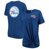 Women's New Era Royal Philadelphia 76ers Side-Tie Slub T-Shirt
