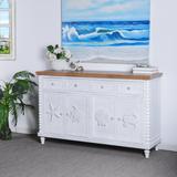 Sand & Stable™ Finsbury 60" Wide 4 Drawer Sideboard Wood in White/Brown, Size 37.0 H x 27.17 W x 18.0 D in | Wayfair