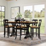 Three Posts™ Courtdale 6 - Person Counter Height Butterfly Leaf Rubberwood Dining Set Wood in Brown, Size 36.0 H in | Wayfair
