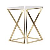 Emerson Cove End Tables Gold - Gold & White Square Two-Piece Mirrored Marble Accent Table Set