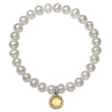 "Freshwater Cultured Pearl & Cubic Zirconia Stretch Bracelet, Women's, Size: 7.5"", White"