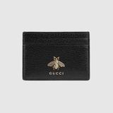 Animalier Leather Card Case - Black - Gucci Wallets
