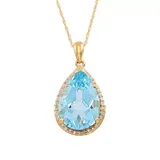 Belk & Co Women's 8 ct. t.w. Sky Blue Topaz Pendant Necklace with 1/6 ct. t.w. Diamond in 10K Yellow Gold, 18 in