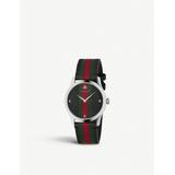 Ya1264079 G-timeless Leather And Stainless Steel Watch - Black - Gucci Watches
