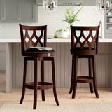 Three Posts™ Harold Swivel Counter & Bar Stool Wood/Upholstered/Leather in Black/Brown, Size 44.0 H x 22.0 W x 19.5 D in | Wayfair