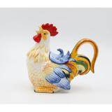 August Grove® Conleth Rooster Porcelain China Teapot Porcelain China/Ceramic in Blue/Red/Yellow, Size 7.5 H x 4.25 W x 8.5 D in | Wayfair
