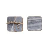 Hello Honey Serving Bowls Grey - Gray & Gold Square Marble Coasters - Set of Four