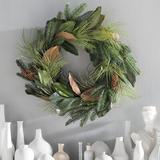 Sand & Stable™ 26" Artificial Magnolia Wreath, Wood in Green, Size 26.0 H x 26.0 W x 3.0 D in | Wayfair 48AF82651E0D4BE5829741B31C3C23CA