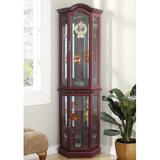 Winston Porter Brumunddal Lighted Corner Curio Cabinet Wood in Red/Brown, Size 72.0 H x 20.5 W x 13.75 D in | Wayfair