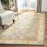 Charlton Home® Tingley Oriental Handmade Tufted Wool Light Blue/Ivory Area Rug Wool in Brown/White, Size 96.0 W x 0.63 D in | Wayfair
