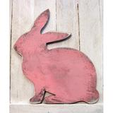 The Holiday Aisle® Vintage Easter Bunny Wooden Wall Decor Wood in Brown/Pink/White, Size 12.0 H x 9.0 W x 0.5 D in | Wayfair