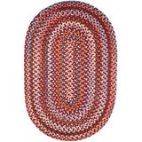 Brown/Red Area Rug - August Grove® Ato Geometric Hand Braided Wool Red Area Rug Wool in Brown/Red, Size 48.0 W x 0.38 D in | Wayfair