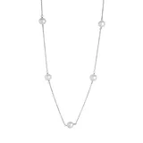 "Sterling Silver Freshwater Cultured Pearl Station Necklace, Women's, Size: 18"", White"