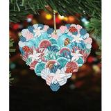 The Holiday Aisle® Coastal Heart Holiday Shaped Wood Ornament Wood in Blue/Brown/White, Size 5.5 H x 5.0 W x 0.25 D in | Wayfair