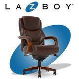 La-Z-Boy Delano Big & Tall Executive Office Chair w/ Lumbar Support, Mahogany Wood Finish Upholstered in Brown, Size 48.0 H x 27.5 W x 32.25 D in