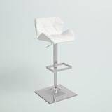 Upper Square™ Walton Adjustable Height Swivel Stool Leather/Metal/Faux leather in White, Size 20.0 W x 21.5 D in | Wayfair