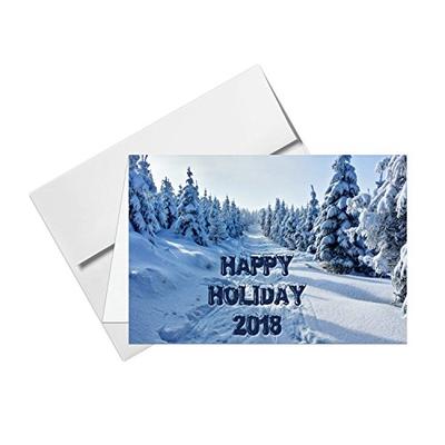 Happy Holiday 2018 Trees and Snow Cards & Envelopes o - 20 Cards & 20 Envelopes Per Pack (HAPPY HOLI