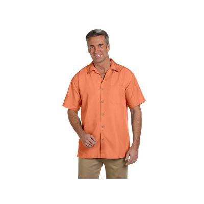 Harriton M560 Mens Barbados Textured Camp Shirt-Nectarine-Large