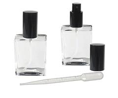 Grand Parfums 2 Oz Perfume Atomizer, Empty Refillable Glass Bottle, with Black Sprayer 60ml 2 Oz (Se