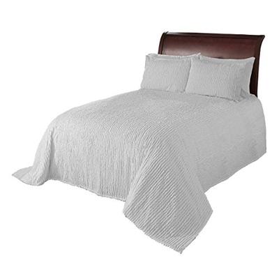 Beatrice Home Fashions Channel Chenille Bedspread, Full, White