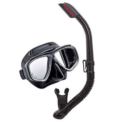 TUSA Sport Adult Splendive Mask and Snorkel Combo, Black/Black